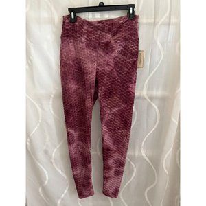No Comment, Burgundy Tie Dye Butt Flattering Leggings, Size Large